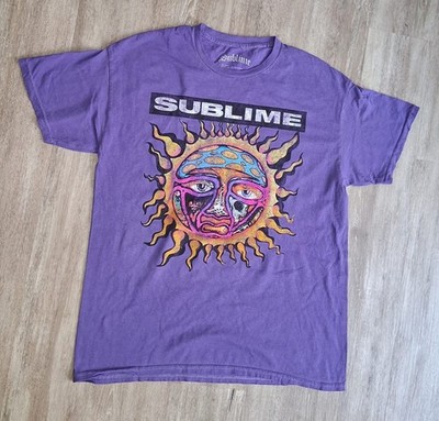 Sublime Sun Face T-Shirt Purple 100% Cotton Men s Graphic Band Tee Large