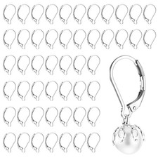 50 PCS Stainless Steel Earring Hooks Silver Earring Hooks for Jewelry Making