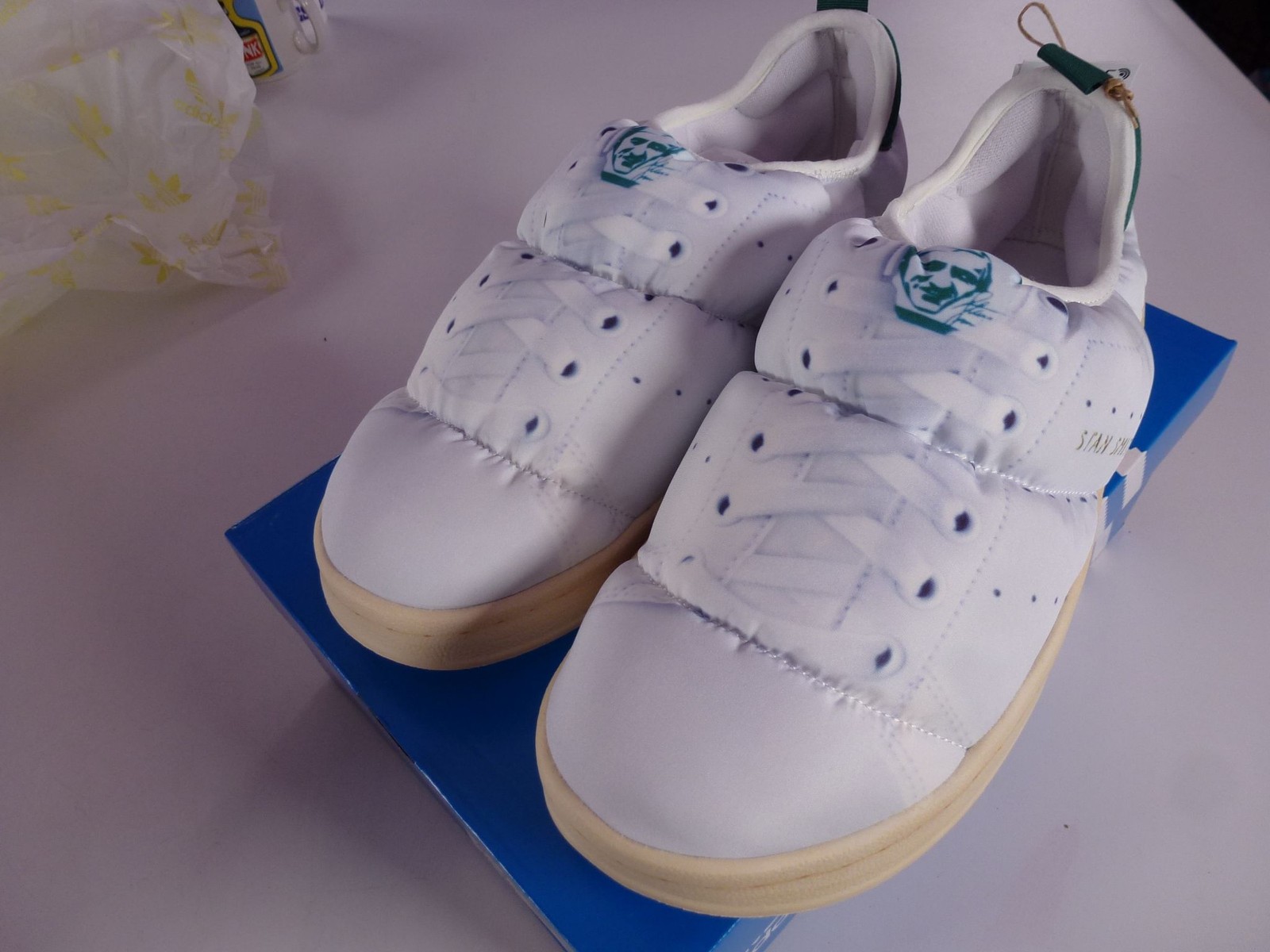 Adidas Stan Smith Puffylette Slippers Mens UK 9 White Green Slides Primal