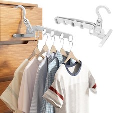 2pcs Grey Folding Clothes Hanger Drying Rack, Portable Travel Hanger with 5 H...