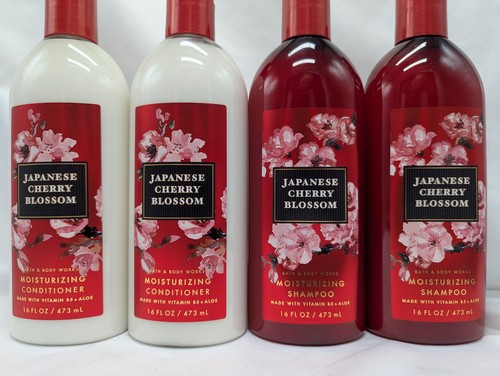 4-Bath & Body Works JAPANISCHE KIRSCHBLÜTEN Shampoo & Conditioner 16 Unzen Flaschen