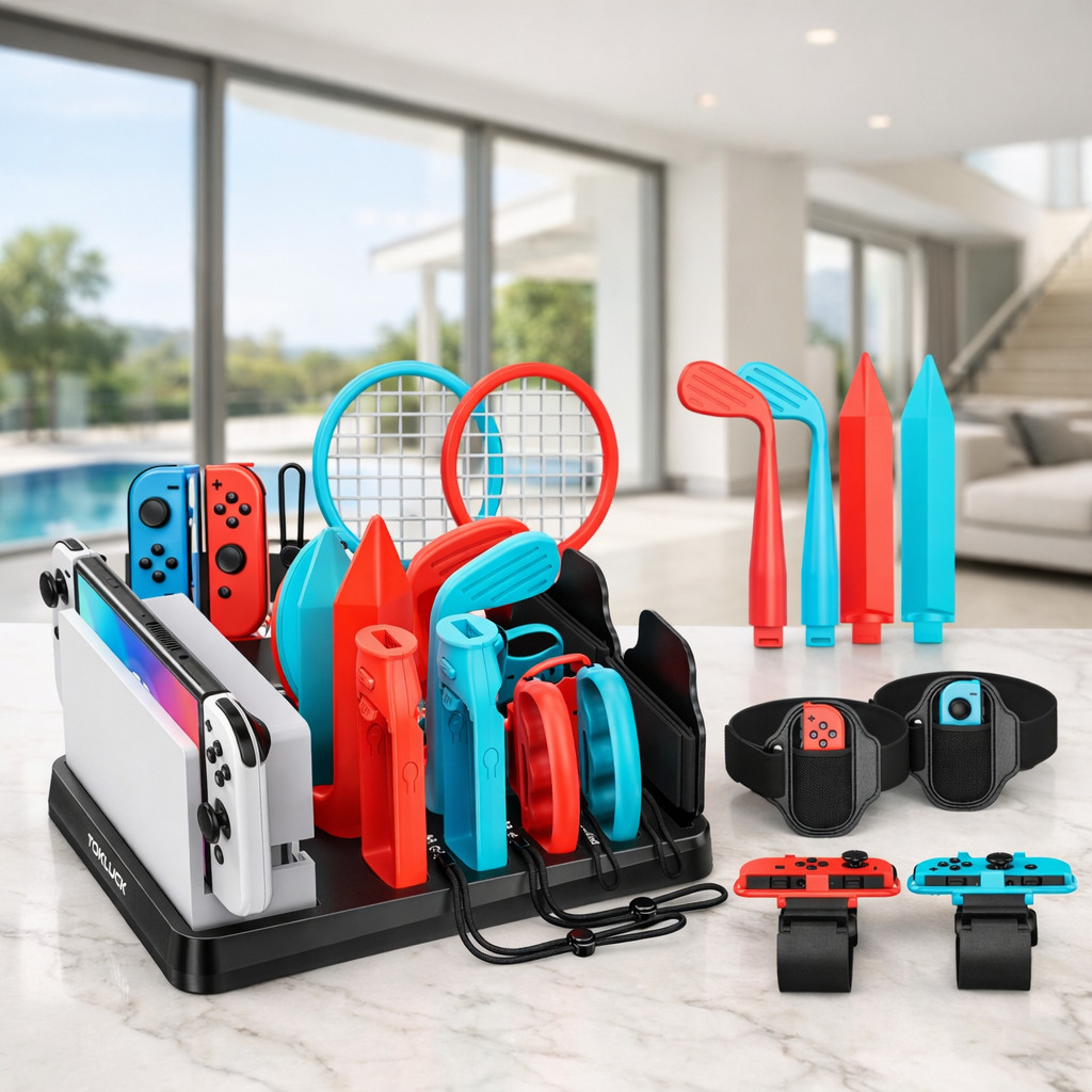 Kit accessoires sports 15 en 1 pour Nintendo Switch OLED manette Joycon club tennis golf