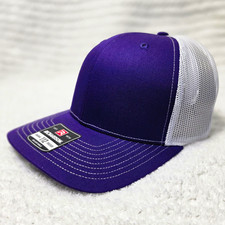 Richardson 112 Trucker Hat Cap Purple White Adjustable Snapback Blank Patch Read