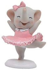  Wildlife Collection 5" Cute Dancing Ballet Elephant Pink Dress Figurine, 