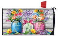 Briarwood Lane Spring Floral Jars Rustic Mailbox Cover