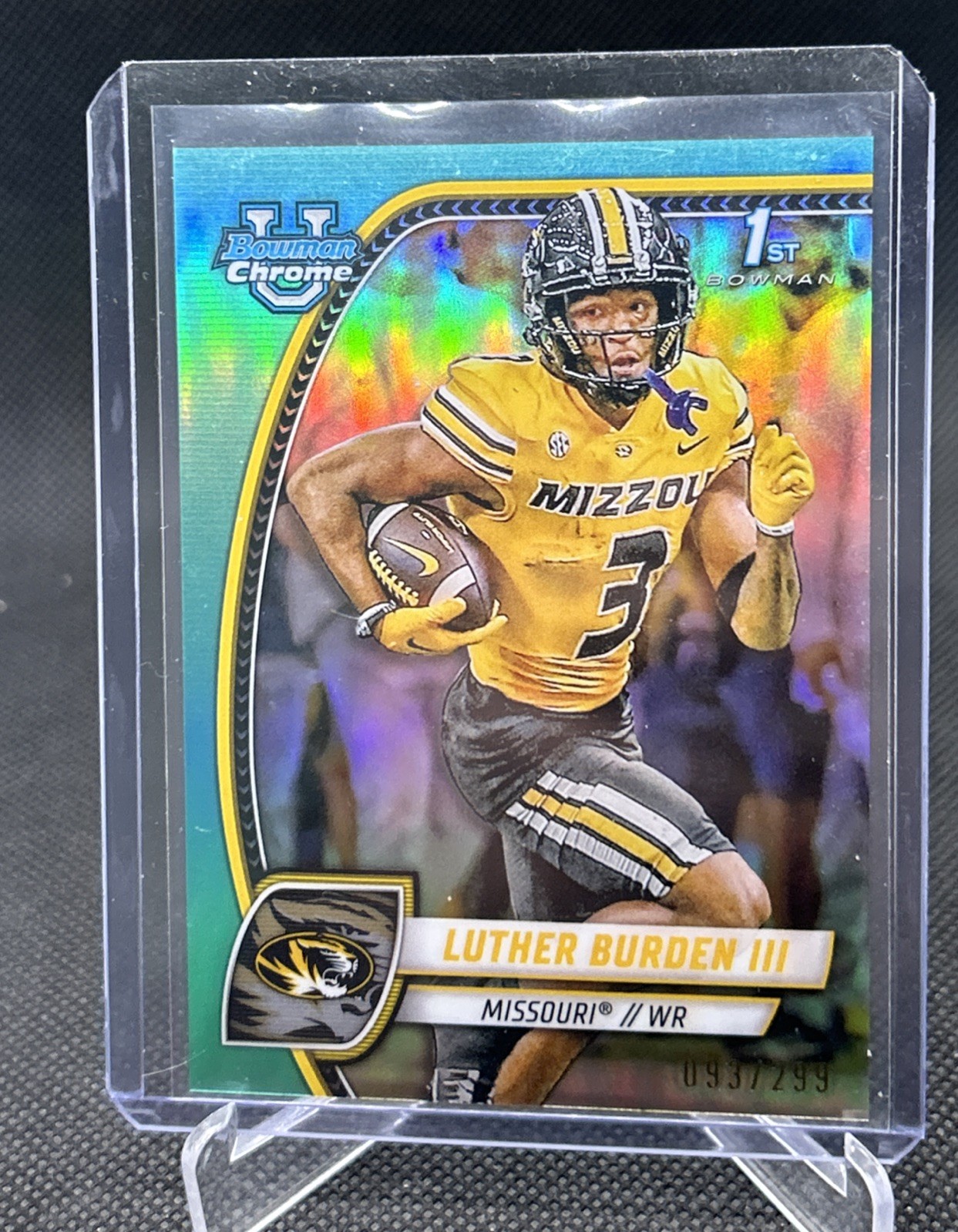 2024 Bowman University Chrome Luther Burden #123 Aqua Refractor /299 (RC) BEARS