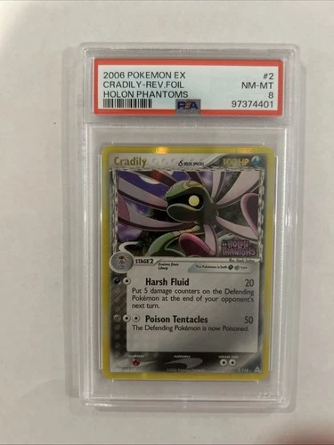Pokemon TCG Cradily Delta Species 2/110 Holon Phantoms Reverse Holo Card PSA 8