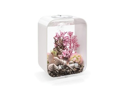 Life 15 Acrylic 4-Gallon Aquarium with White LED Lights Modern Compact Tank f...