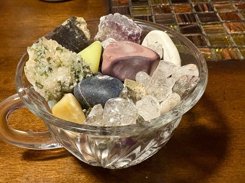 Mystery Crystal Jar Teacup Contains Crystals Minerals & Tumbled Stones