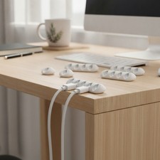 Cord Organizer for Desk, Nightstand Cable Holder, 5 Pack, Multislot, White  ...