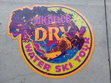 Vintage Michelob Dry Water Ski Tour Metal Tin Tacker Beer Sign 1991 RARE