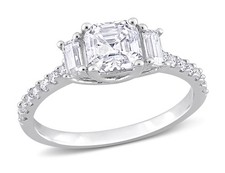 1.36 Carat (ctw) Lab-Created 3-Stone Moissanite Engagement Ring Sterling Silver
