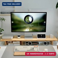 Bamboo Dual Monitor Stand Riser Natural, 2-Tier Desk Monitor Riser for 2 Monitor