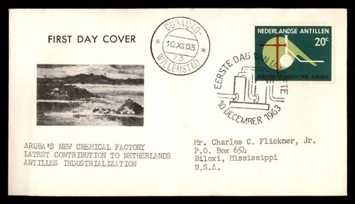 Mayfairstamps Netherlands FDC 1963 Lab Equipment Aruba New Chemical Factory Cove