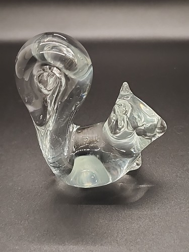 Vintage Clear Art Glass Squirrel Paperweight Hand Blown Polished Animal Figure - Picture 8 of 13