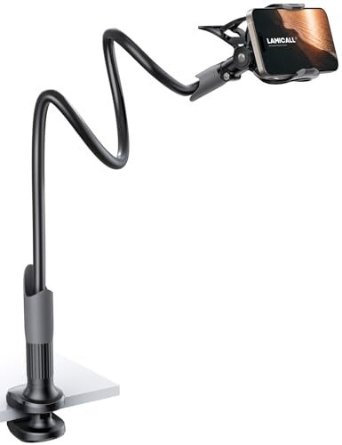 Gooseneck Phone Holder for Bed - Cell Phone Mount Clamp Clip, Flexible Black - Bild 3 von 7