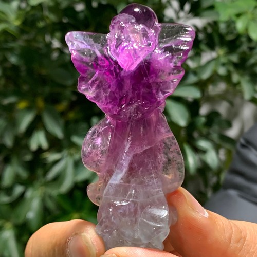 76G Natural fluorite carving angel quartz crystal healing gift - 第 10/15 張圖片