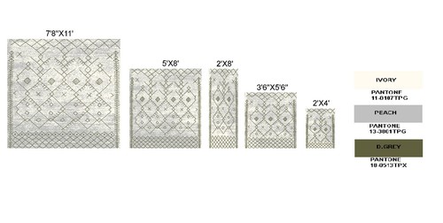 Trellis Bohemian Runner - 2'x8' Peach, Moroccan Faded Transitional Area Rug -511 - Picture 10 of 10