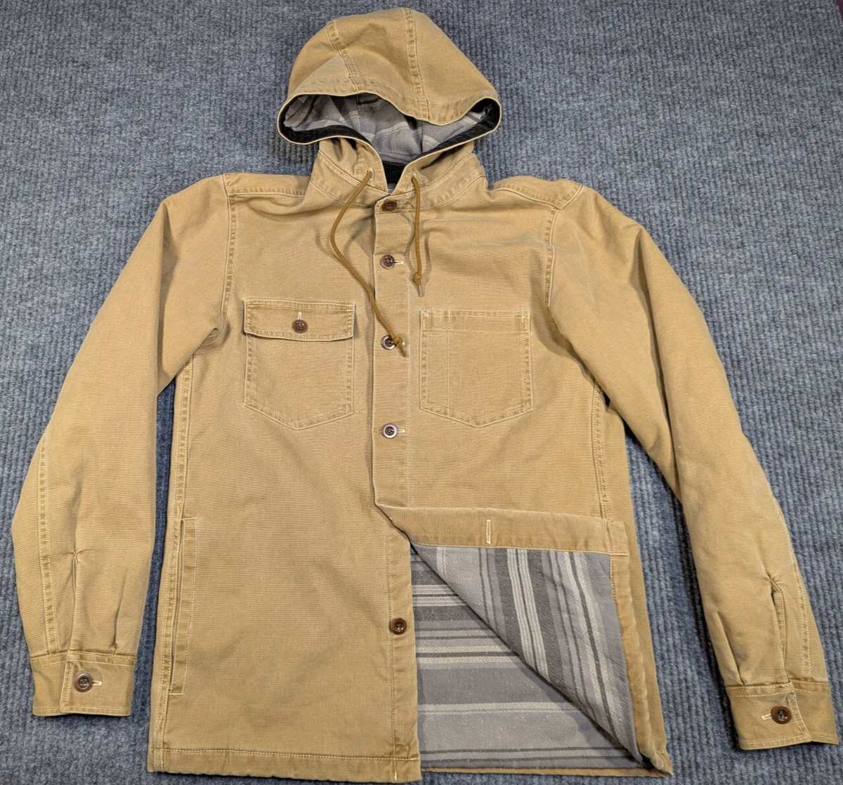 Wallace Barnes Jacket Mens XS Beige Tan Lined Canvas Hooded Chore