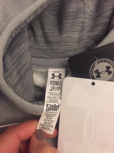 New Under Armour Youth Girls Loose Small Grey Gray $40 Hoodie Sweatshirt Storm - Picture 5 of 9