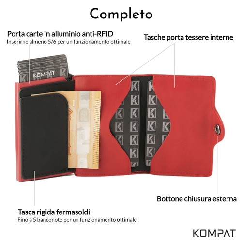 Porta Carte di Credito RFID Portafoglio Uomo Slim Portafoglio Piccolo Sottile - Foto 78 di 83