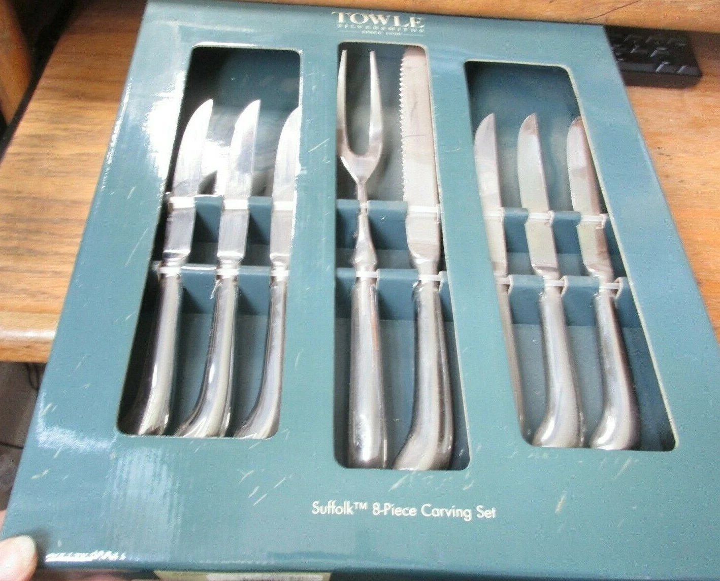 Towle Silversmiths Suffolk 8 Piece Carving Silverware Set in Box READ DESCRIPTIO