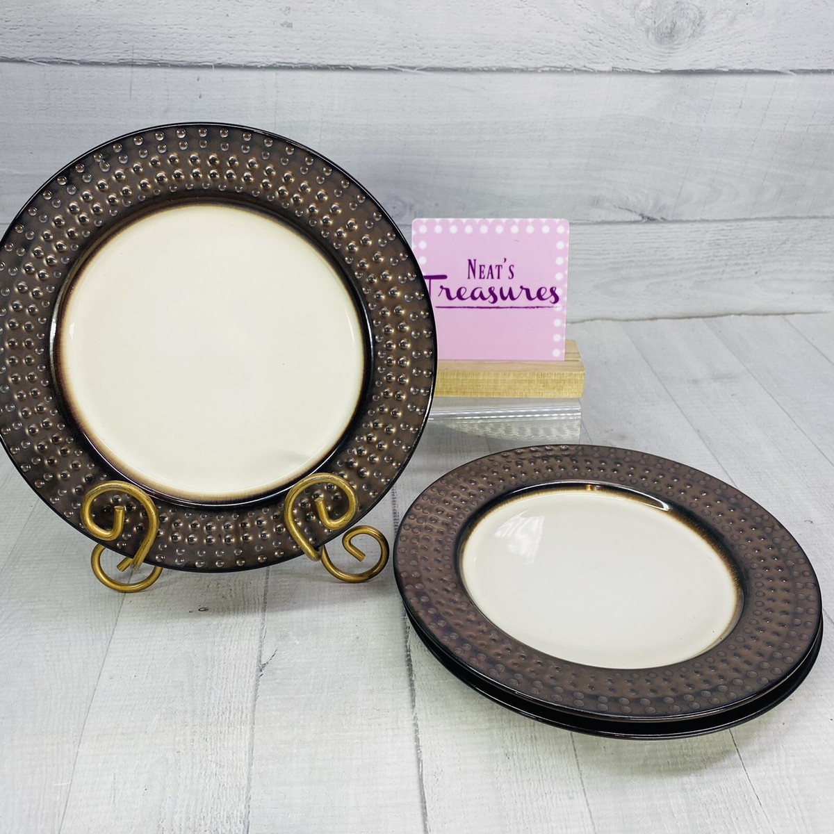 Threshold ROYAL ABBEY Copper Stoneware Embossed Dots Rim Salad 
