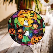 Handcrafted Halloween Suncatcher, Spooky Stained Glass Window Decor, HLW007