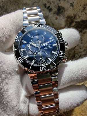 Oris Aquis Automatic Chronograph Blue Dial 45mm 500m Dive Watch