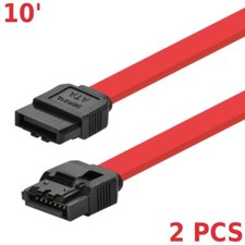 2 Pcs 10" SATA 3.0 III SATA3 SATAiii 6Gbps HDD Hard Drive Data Cable Cord Red