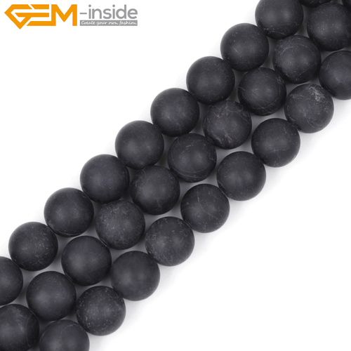 Natural Gemstone Frost Matte Black Tourmaline Loose Beads For Jewelry Making 15" - Picture 18 of 43