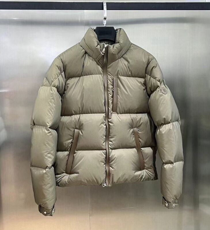 Moncler men's khaki minimalist warm standing collar down jacket
