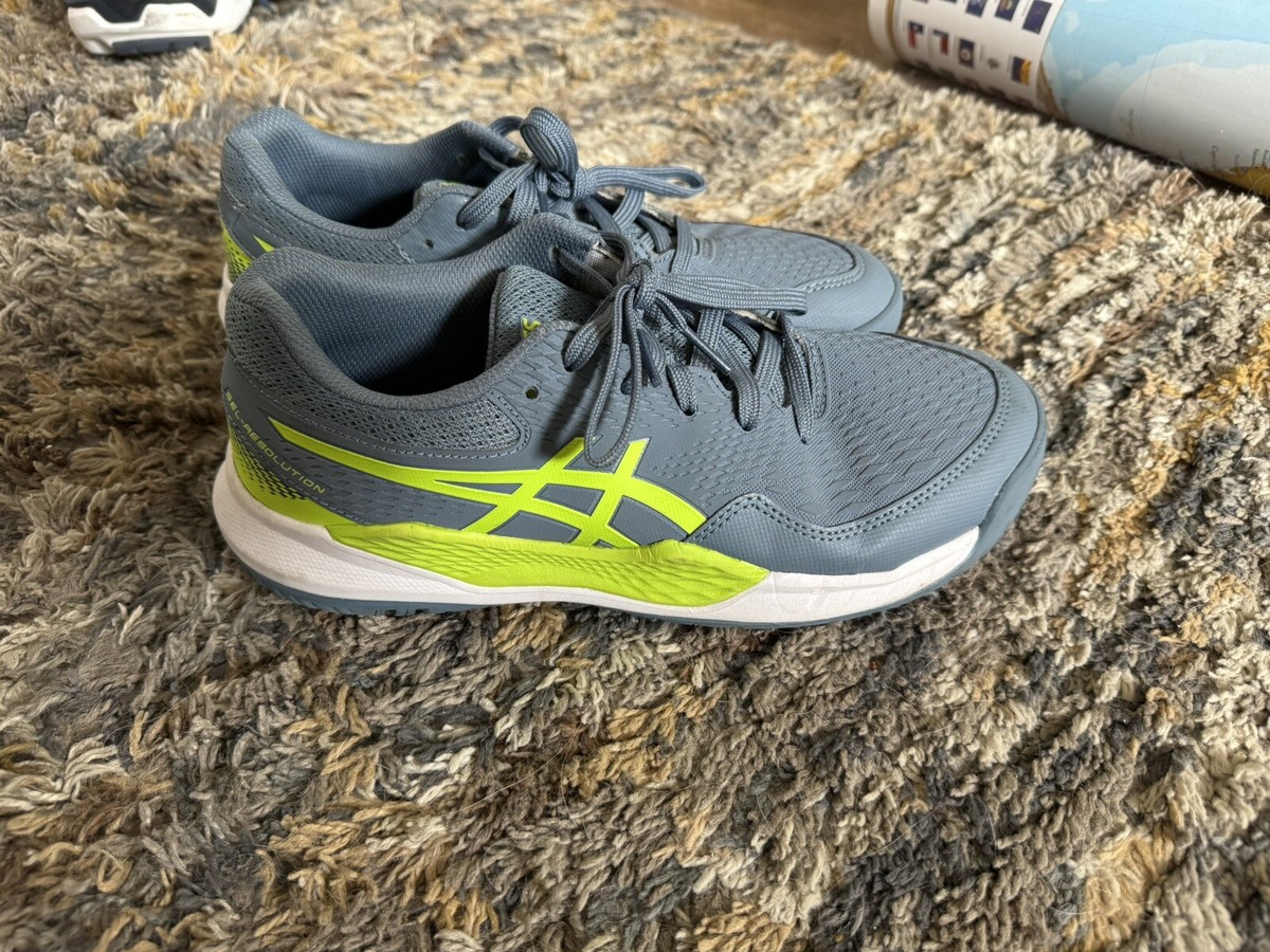 Size 9- ASICS Gel Resolution 9 Steel Blue Hazard Green Size