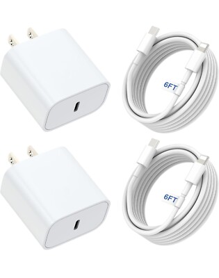 Super Fast Charging for iPhone Charger  11-pro/XS, 12-14 +Pro/Max. (2-pack-6-ft)