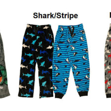 NEW Boys MEMBERS MARK 2-Pack Favorite Plush Sleep Lounge Pants Shark Stripe 6-7