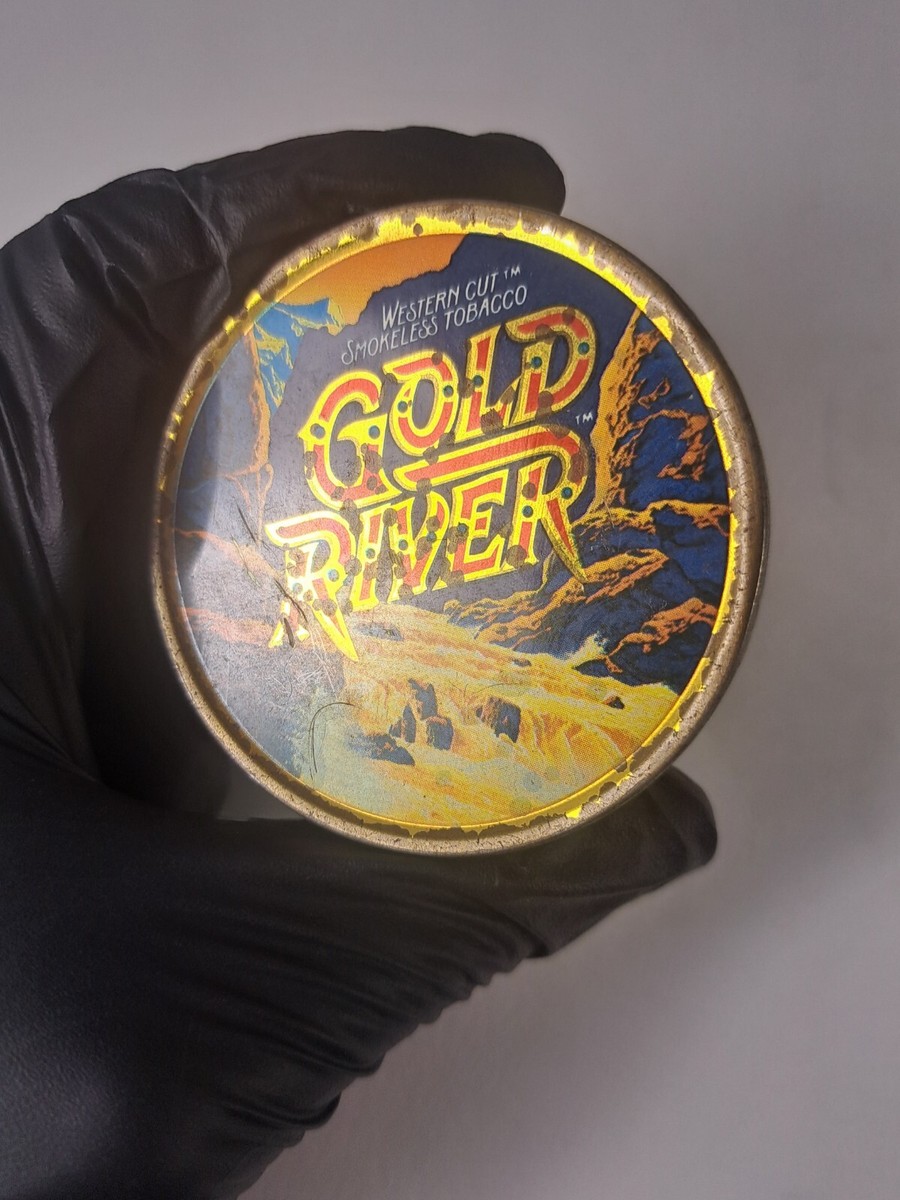 Vintage MCM Western Cut Smokeless Tobacco Gold River Belt Buckle