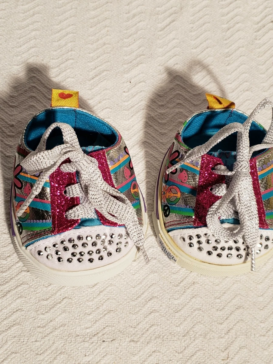 Skechers Twinkle Toes Bear A Bear Rhinestones peace Signs flowers tennis shoes