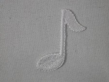 Two Single Musical White Notes Iron On Patch 1 5/8"