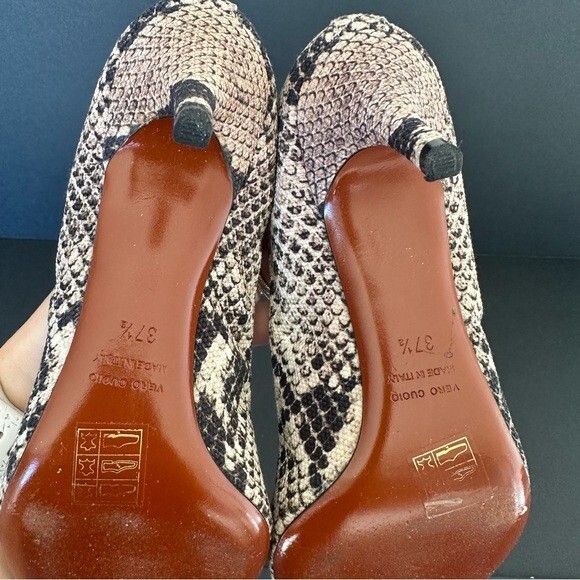 Lanvin Beige/Brown Python Print Canvas Pumps Size… - image 9