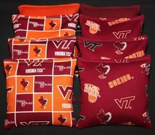 All Weather VIRGINIA TECH Cornhole Bean Bags V Tech Hokies Resin Fill Waterproof