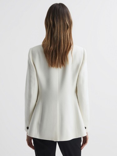 REISS Larsson Double Breasted Twill Blazer Jacket in White - Picture 5 of 6