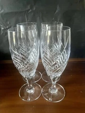 4 Mikasa TEMPEST Swirl polished Cut Crystal Ice Tea