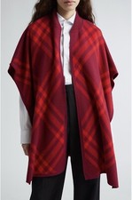 Cappotto Burberry Carly Check lana rosso nuovo con etichette
