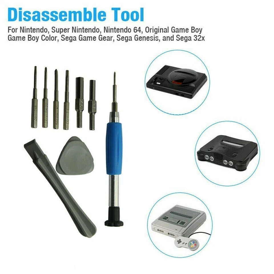 For Nintendo Switch SNES N64 NES Wii Triwing Screwdriver Repair Tool Kit 10 in 1 - Image 3 of 4