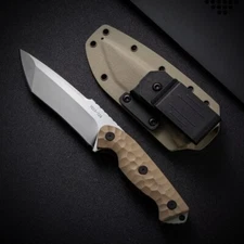 Dune Edge Knife 10" Tactical FIXED BLADE KNIFE w/ Kydex Sheath Brown Survival