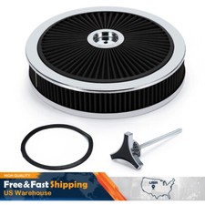 14 X 3 Black Chrome Washable Round Super Flow Air Cleaner With Raised Top 14 X 3 Black Chrome Washable Round Super Flow Air Cleaner With Raised Top