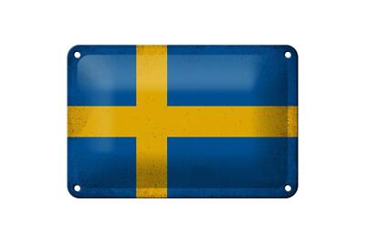 Blechschild Flagge Schweden 18x12 cm Flag of Sweden Vintage Deko Schild