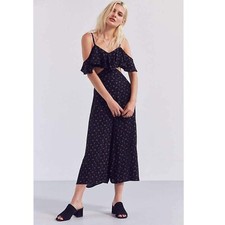 269456 Kimchi Blue Urban Outfitters Gianna Ruffle Jumpsuit Dress Floral Print S