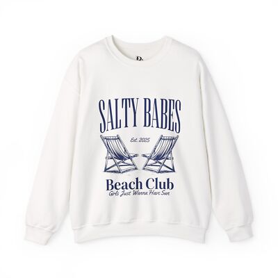 Salty Babes Beach Club Sweatshirt, Cozy Crewneck for Summer, Girls Just Wanna