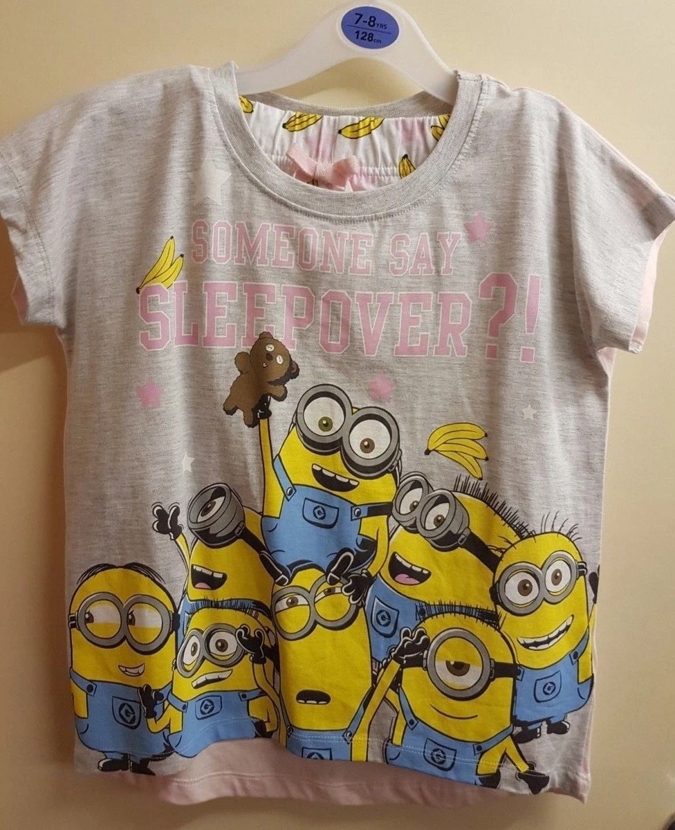 Juego de Pijamas Minion Pj Ni as Ni os Mangas Cortas Prendas para el torso Pantalones Cortos Prendas de noche Vestido